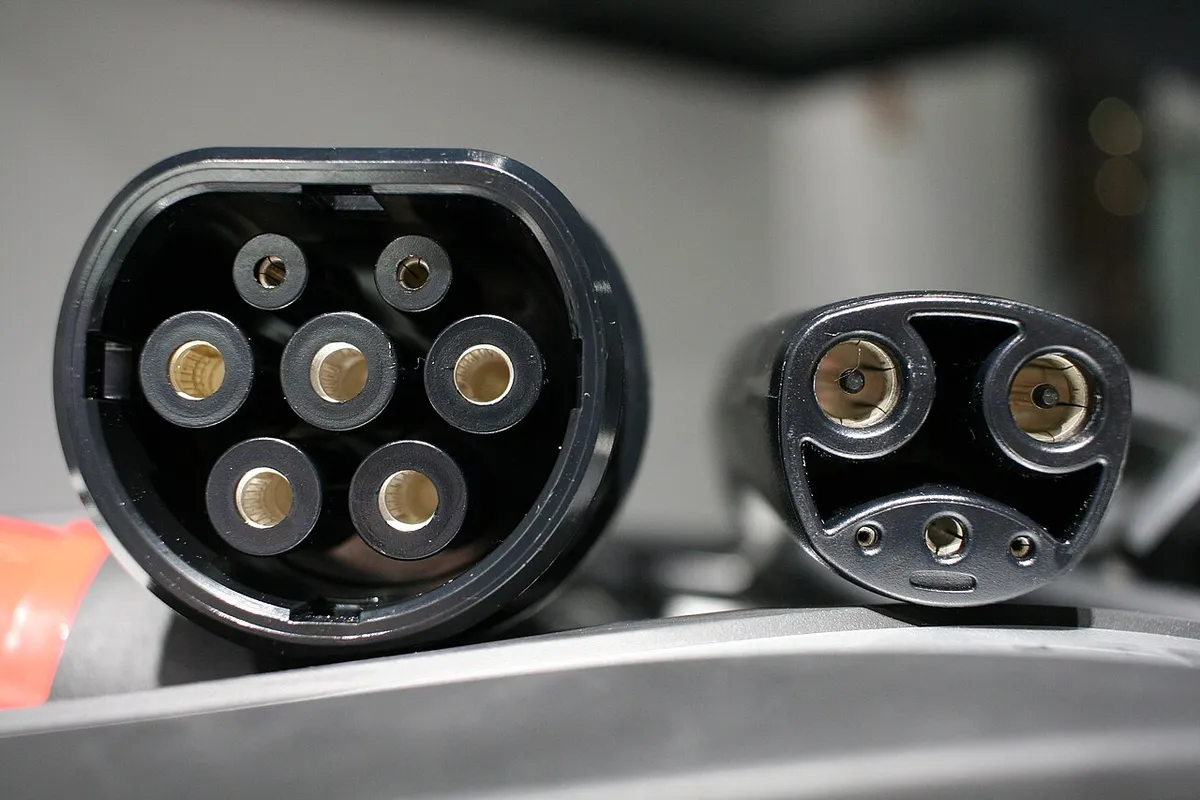 Standardised Tesla IEC Type 2 connector outlet (used in Europe / Rest of World) alongside the proprietary Tesla02 outlet (used in North America)