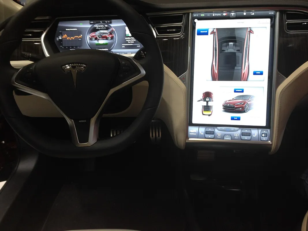 Tesla Model S photographed at the Tokyo Motor Show 2013.
